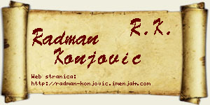Radman Konjović vizit kartica